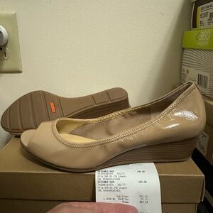 Cole Haan Beige Peep-Toe Flats
